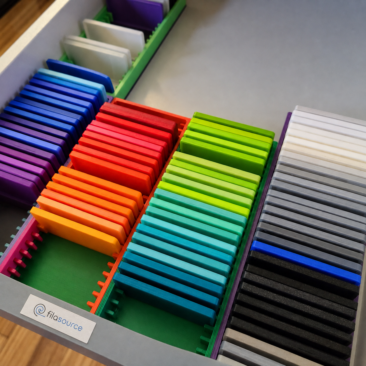 Representative filament spools arranged for product selection