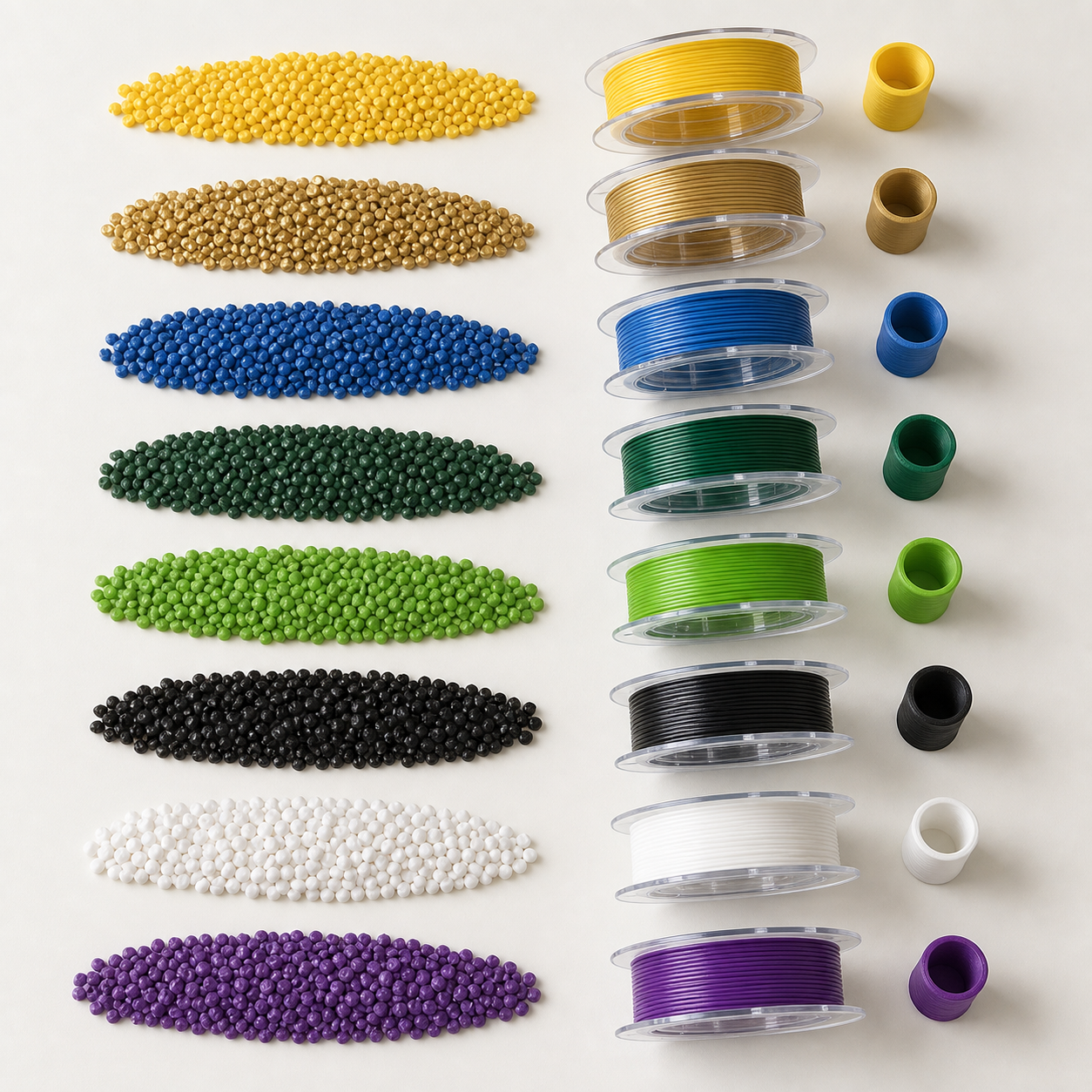 Filament colour swatches used for product review